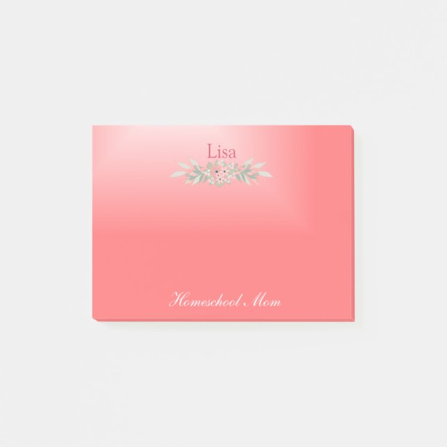 Bloco Post-it Pink Floral Homeschool Mãe (Frente)