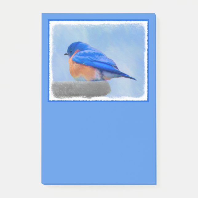 Bloco Post-it Pintura Bluebird - Arte Original para Pássaros (Frente)