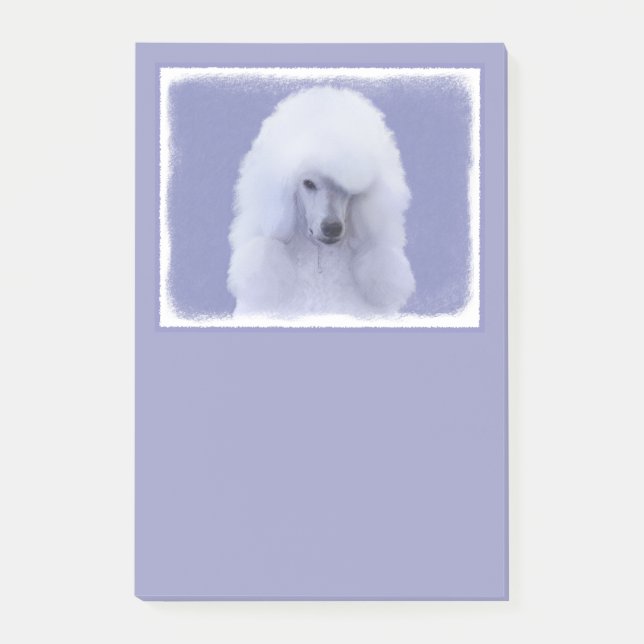 Bloco Post-it Pintura Branca de Poodle Padrão - Arte Cão Origina (Frente)