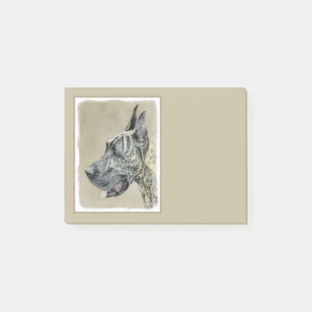 Bloco Post-it Pintura com o Grande Dane (Brindle) - Arte Canina  (Frente)