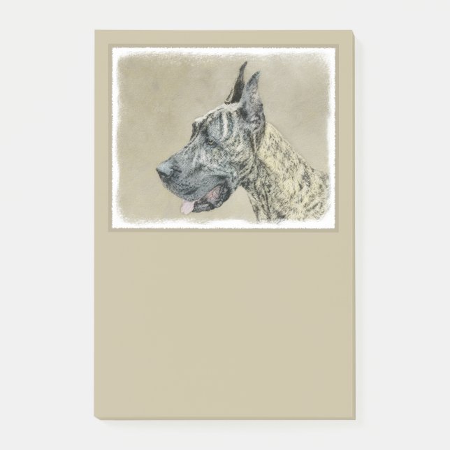 Bloco Post-it Pintura com o Grande Dane (Brindle) - Arte Canina  (Frente)