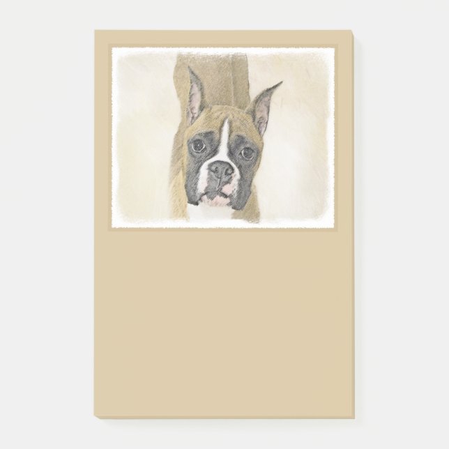 Bloco Post-it Pintura de Boxer - Arte de Cachorro Original Bonit (Frente)
