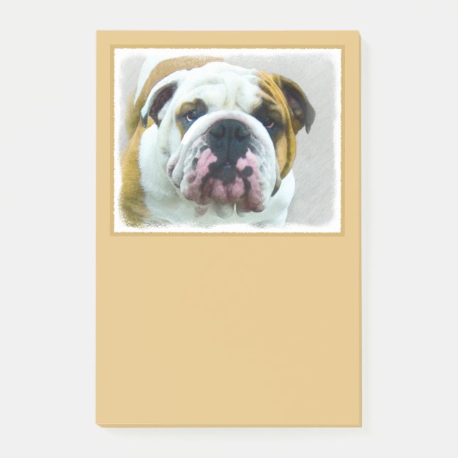 Bloco Post-it Pintura de Buldogue - Arte de Cachorro Original Bo (Frente)