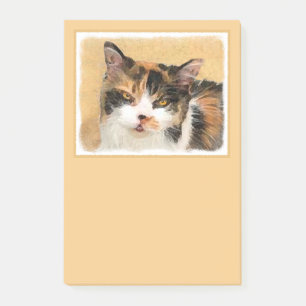 Bloco Post-it Pintura De Gato Calico - Arte De Gato Original Bon