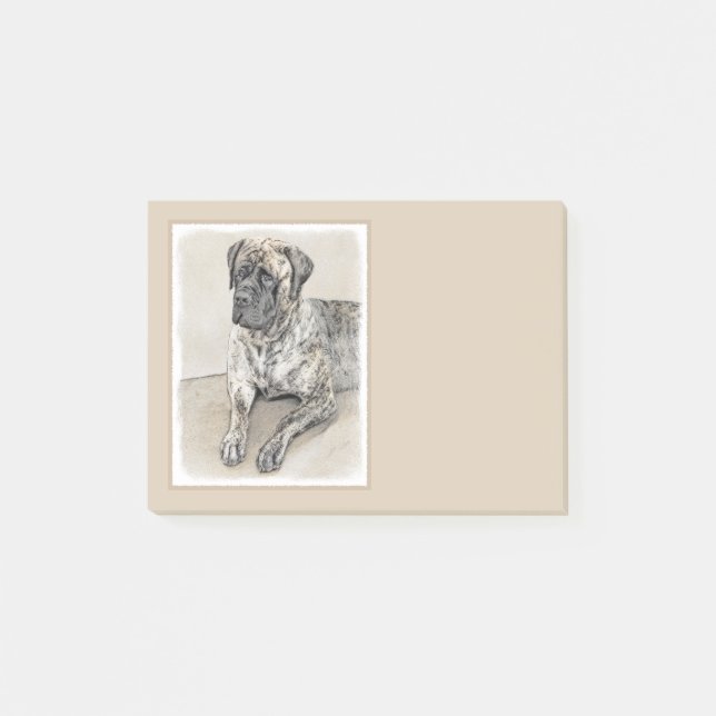 Bloco Post-it Pintura de Mastiff Inglês (Brindle) - Arte Canina (Frente)
