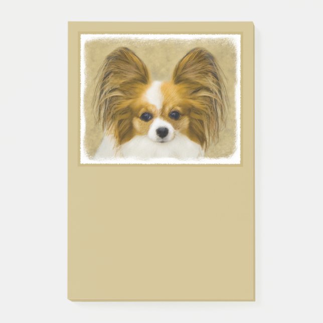Bloco Post-it Pintura de Papillon (Hound Tri) - Arte de Cão Orig (Frente)