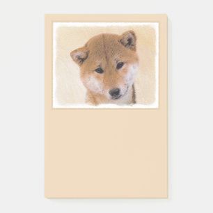Bloco Post-it Pintura de Shiba Inu (Vermelho) - Arte de Cachorro