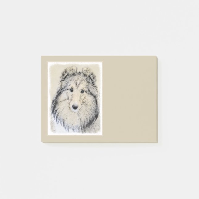 Bloco Post-it Pintura do Sheepdog de Shetland - arte original (Frente)