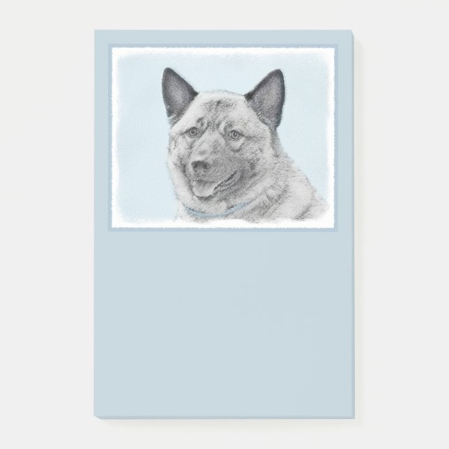 Bloco Post-it Pintura Norueguesa de Elkhound - Arte Original de  (Frente)