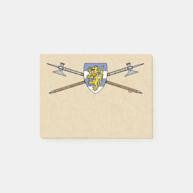 Bloco Post-it Poleaxes e blindagem medievais (Frente)