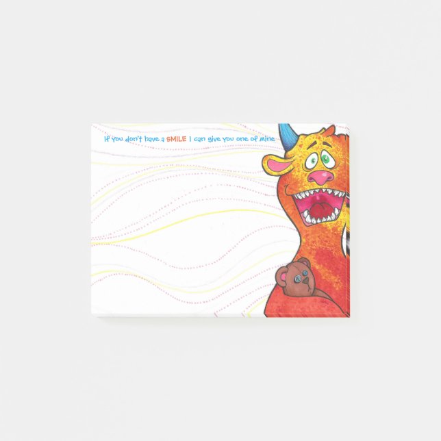 Bloco Post-it Pontilhe o monstro w/quote, notas de post-it 4" x3 (Frente)