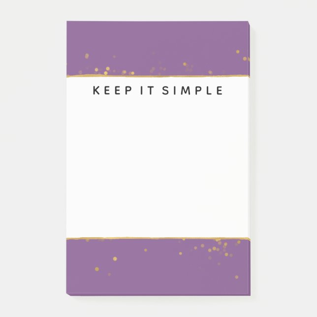 Bloco Post-it Pontos de Confetti Dourados Roxos (Frente)