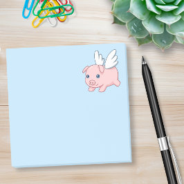 Bloco Post-it Porco Voador - Leitão com Asas em Azul