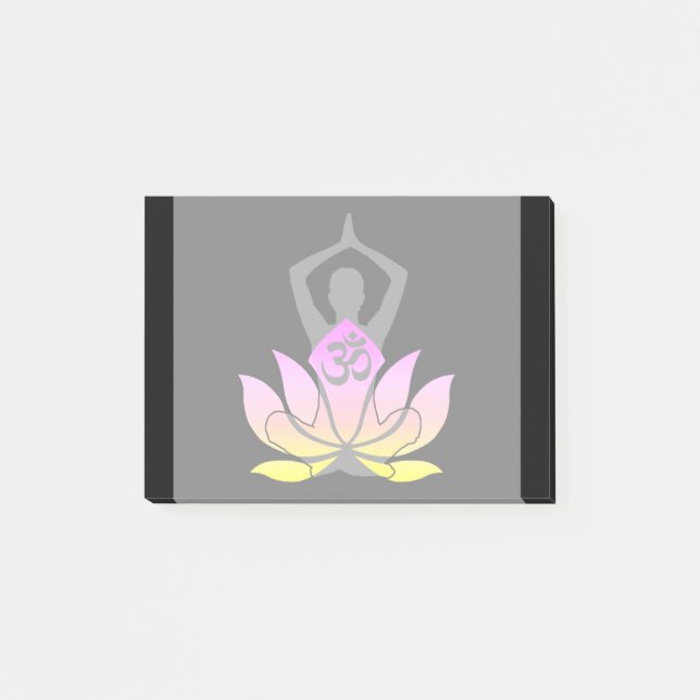 Bloco Post-it Pose espiritual da ioga da flor de OM Namaste (Frente)
