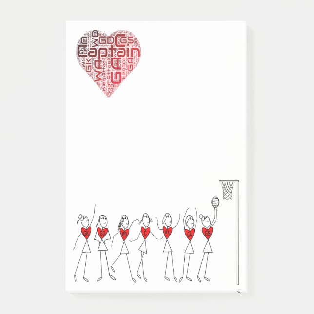 Bloco Post-it Posições do Netball do amor (Frente)