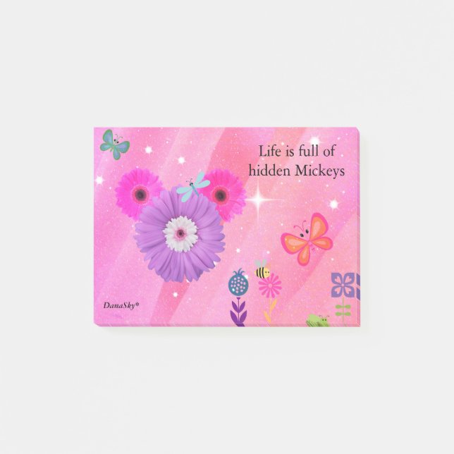 Bloco Post-it POST-IT ESCONDIDO da flor do primavera de MICKEY (Frente)