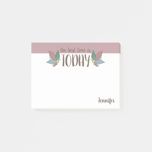 Bloco Post-it Postar que anota motivação personalizada, de pena (Frente)