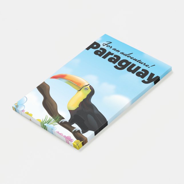 Bloco Post-it Poster de viagens Paraguai Toucan (Inclinado)