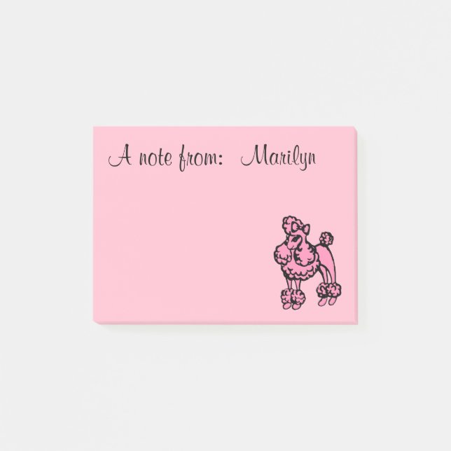 Bloco Post-it Posto de Poodle Francês Cor-de-Rosa Personalizado  (Frente)