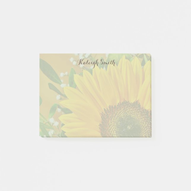 Bloco Post-it Posto Personalizado De Girassol Notas (Frente)