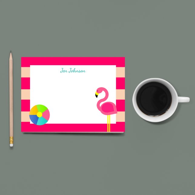 Bloco Post-it Praia Flamingo Rosa Pequena Personalizada (Criador carregado)