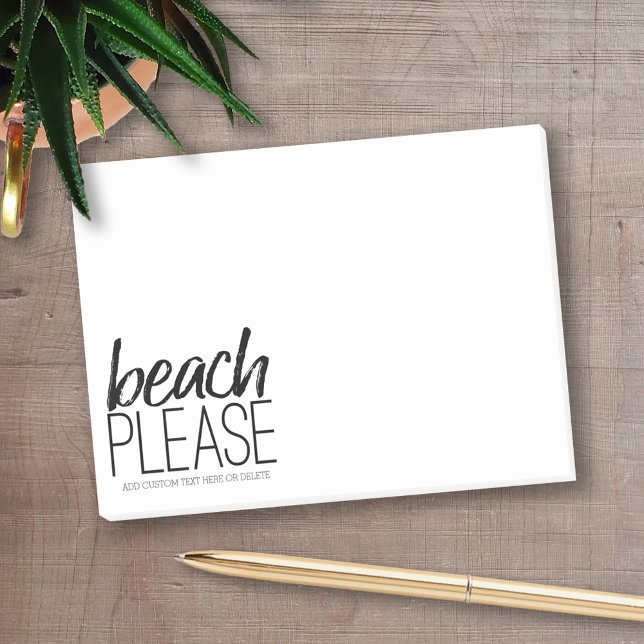 Bloco Post-it Praia, por favor (Personalized Post-It Notes - add you name or other text)