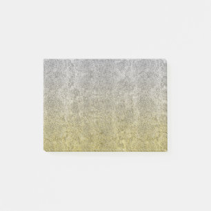 Bloco Post-it Prateado de queda e gradiente de brilho Dourado