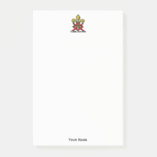 Bloco Post-it Preppy Dourado Red Heraldic Crest Fleur de Lis Emb