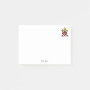 Bloco Post-it Preppy Dourado Red Heraldic Crest Fleur de Lis Emb