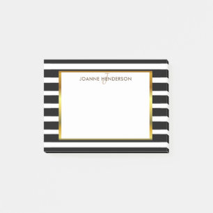 Bloco Post-it Preto chique & o branco listram o nome do