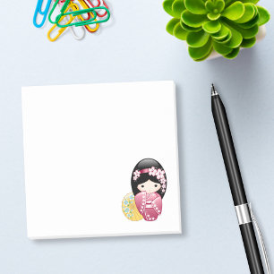 Bloco Post-it Primavera Kokeshi Doll - Garota Geisha Japonesa Bo