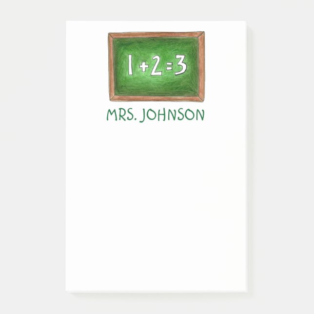 Bloco Post-it Professora Personalizada do Chalkboard Slate Math  (Frente)