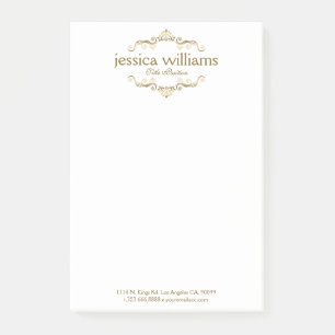 Bloco Post-it Quadro de Borda Decorativa dos Tons Dourados Elega