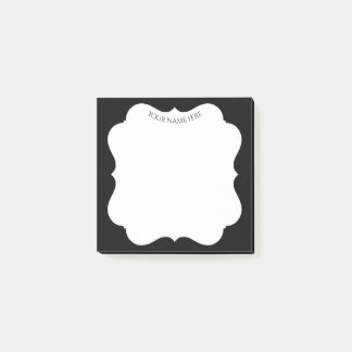 Bloco Post-it quadro preto na moda com seu nome