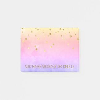 Bloco Post-it Rainbow Watercolor Faux Gold Foil Personalizado