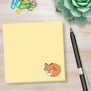 Bloco Post-it Raposa de desenho animado dormindo no amarelo