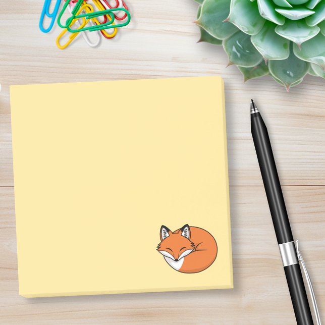 Bloco Post-it Raposa de desenho animado dormindo no amarelo (Criador carregado)