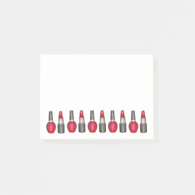 Bloco Post-it Red Lipstick Nail Polonês Makeup Beauty Posta (Frente)