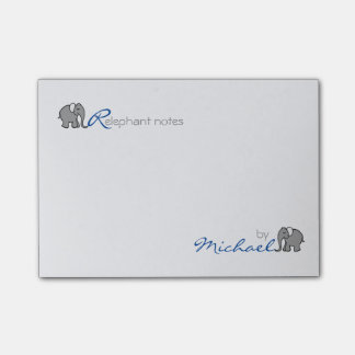 Bloco Post-it "RElephant personalizado nota" o cinza e o azul