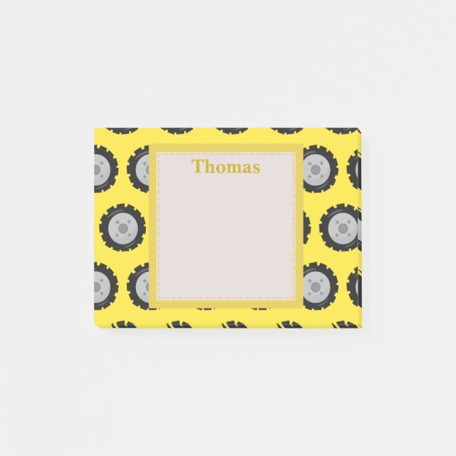 Bloco Post-it Rodas para veículos de construção (Frente)
