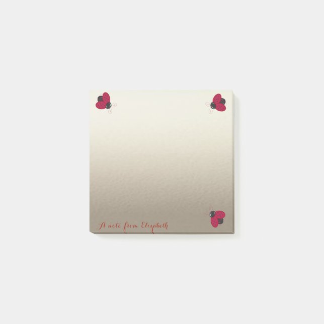 Bloco Post-it Romântico Fofo Adorável  Elegante ,Joaninhas (Frente)