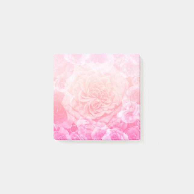 Bloco Post-it Rosa Pastel Ombre floral (Frente)