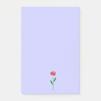 Bloco Post-it Rosa Vermelha Única Art Deco Folhas e Caule Verdes