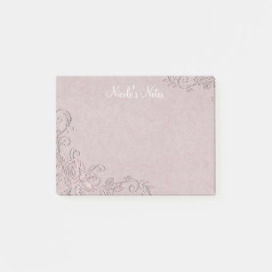 Bloco Post-it Rosa Vintage Olhar Relevo Personalizado Glam