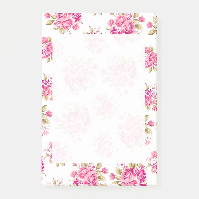 Bloco Post-it Rosas Florais chiques (Frente)