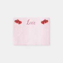 Ruby Red Hearts and Love Posta-It Notes