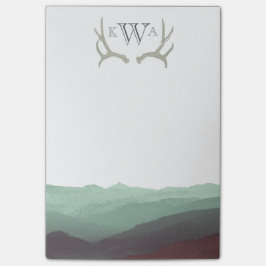 Bloco Post-it Rustic Mountain Watercolor & Antler | Monograma |