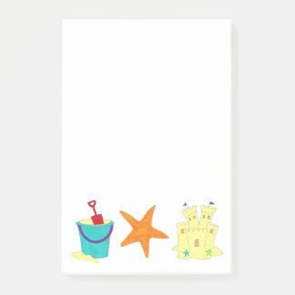 Bloco Post-it Sandcastle Shovel Pail Sand Starfish Beach Posta-I