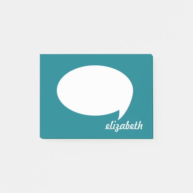 Bloco Post-it Sea Blue Talk Bubble Nome Personalizado (Frente)