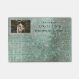 Bloco Post-it Sequência de Diamante de Teal Sparkly Personalizad